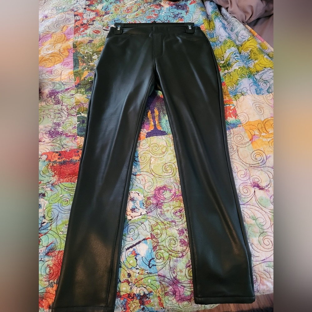 Black Faux Leather Pants, Size XS